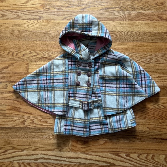 John Lewis Girl Plaid Poncho Jacket